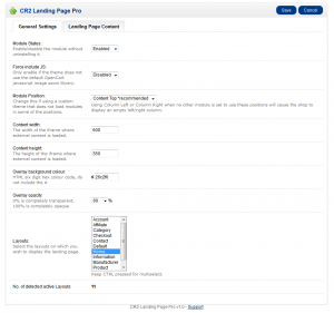 Settings section