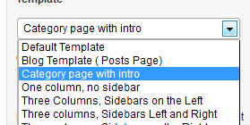 Selecting the page template
