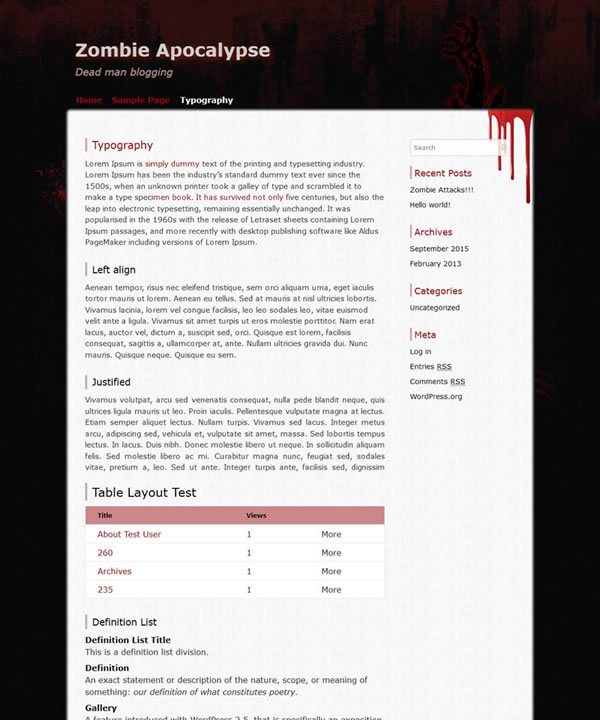 Zombie Apocalypse WordPress Theme