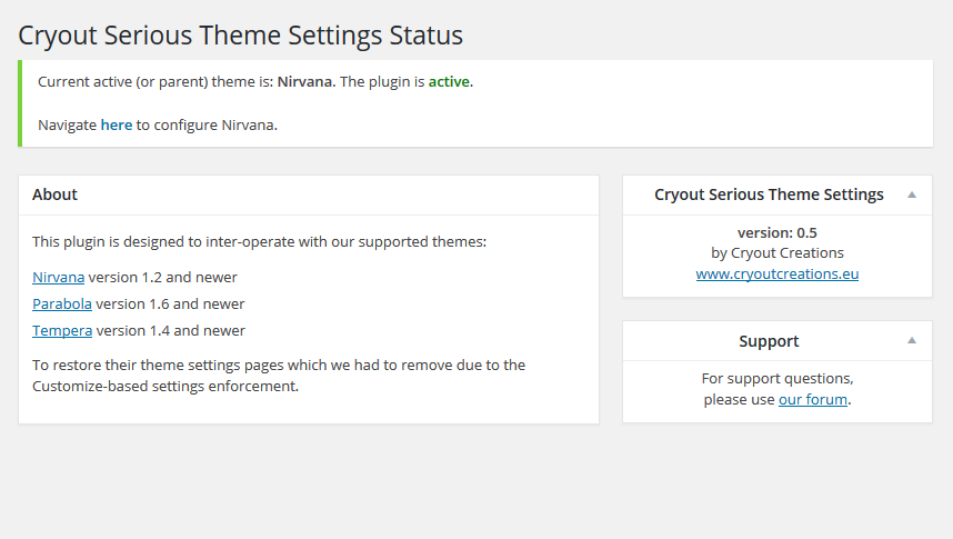 Cryout Serious Theme Settings